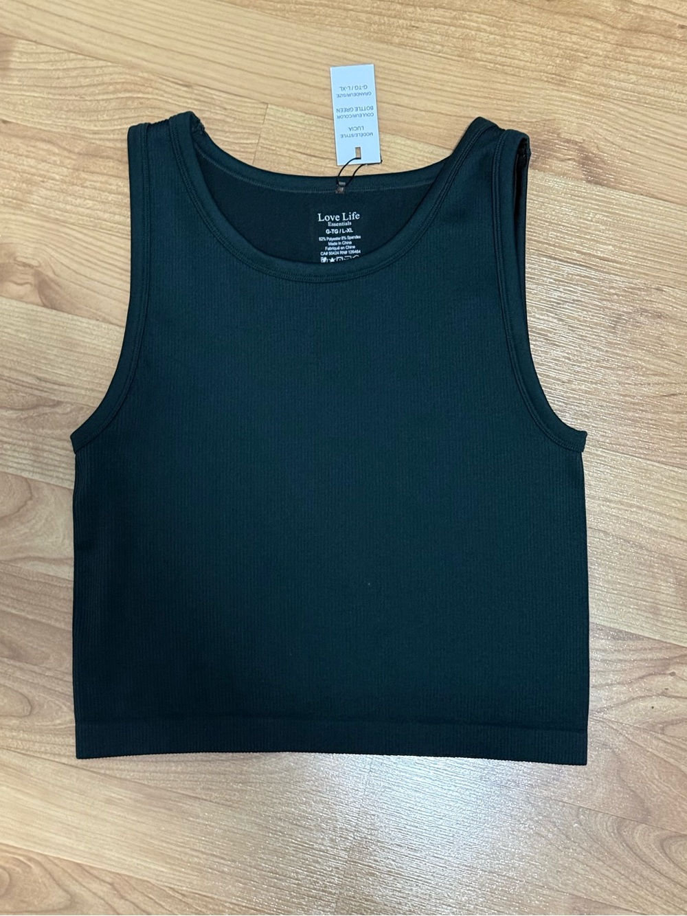 Bottle Green Ribbed Tank Crop Top